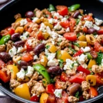 Mediterranean Keto Ground Chicken Skillet with Olives and Feta