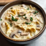 Roasted Garlic White Chicken Lasagna Soup