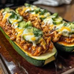 Sticky BBQ Chicken Zucchini Boats