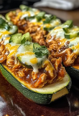 Sticky BBQ Chicken Zucchini Boats