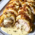 Chicken Cordon Bleu with Swiss Cheese Sauce is delicious.