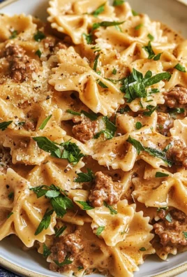 Creamy Parmesan Garlic Beef Bowtie Pasta