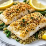 Garlic Lemon Cod with Crispy Quinoa Crust