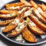 Garlic Parmesan Sweet Potato Wedges