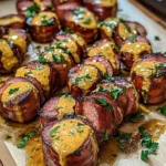 Mustard Hasselback Kielbasa Bites