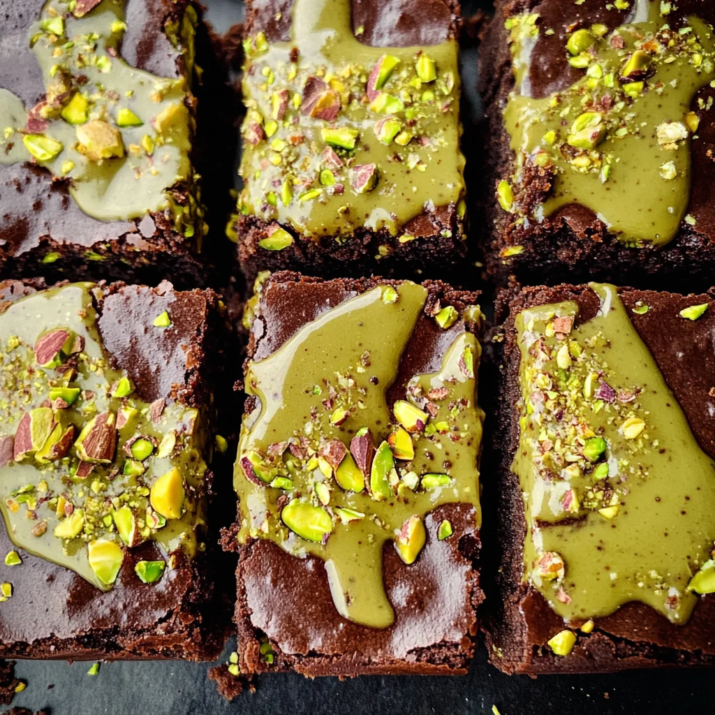 Pistachio Brownies with Pistachio Ganache