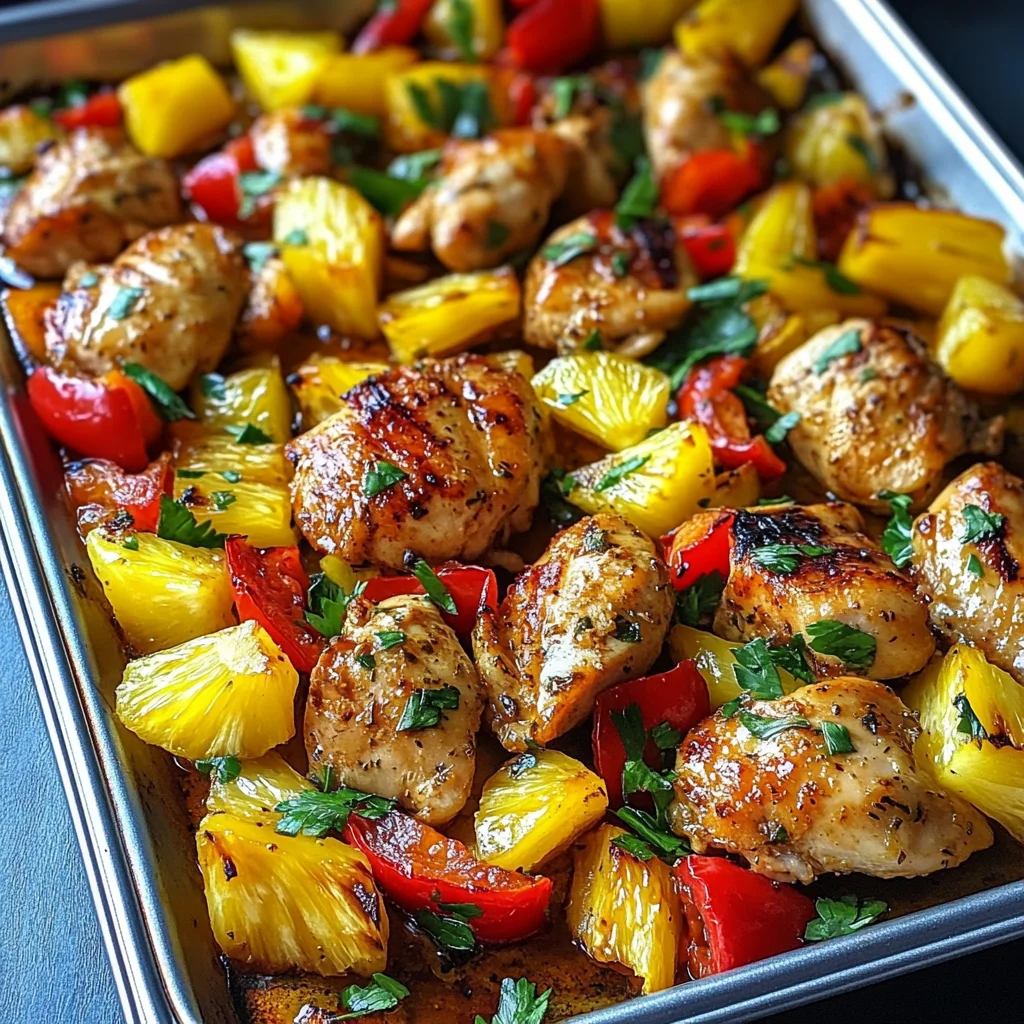 Sheet Pan Hawaiian Chicken with Pineapple and Peppers