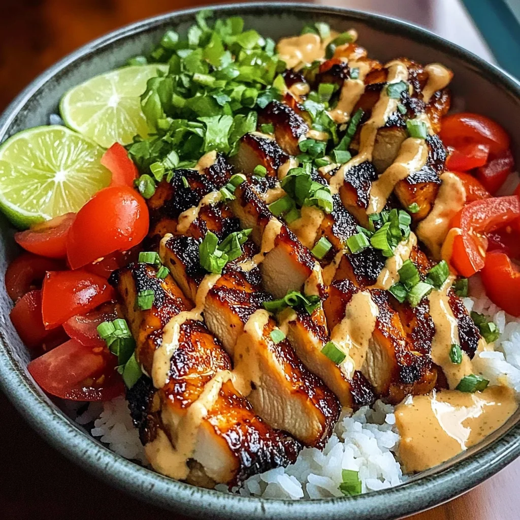 Sweet Chili Chicken Bowl with Coconut Lime Drizzle