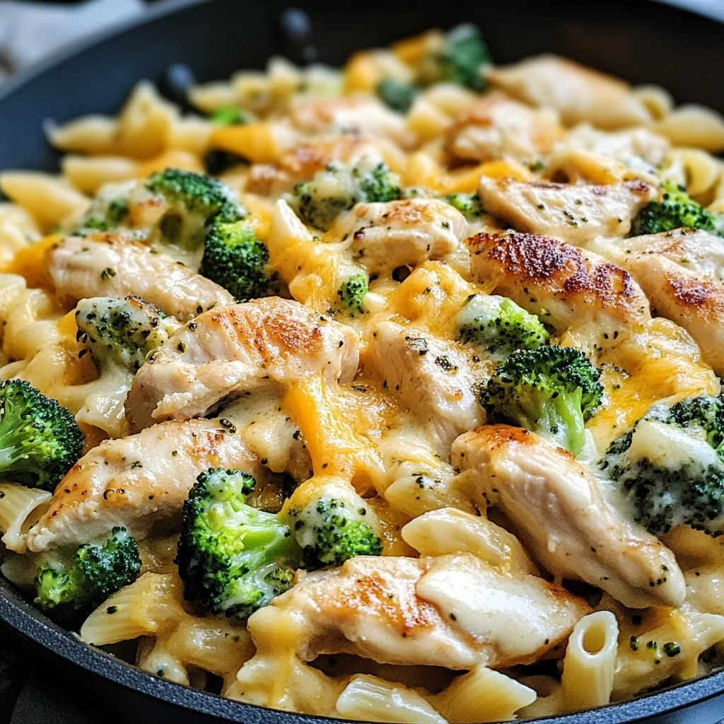Cheesy Ranch Chicken and Broccoli Pasta Skillet