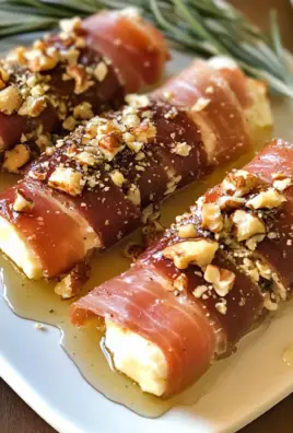 Crispy Prosciutto Wrapped Boursin Cheese with Honey and Chopped Nuts (Four Ingredients)