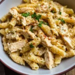 Crockpot Garlic Parmesan Chicken Pasta