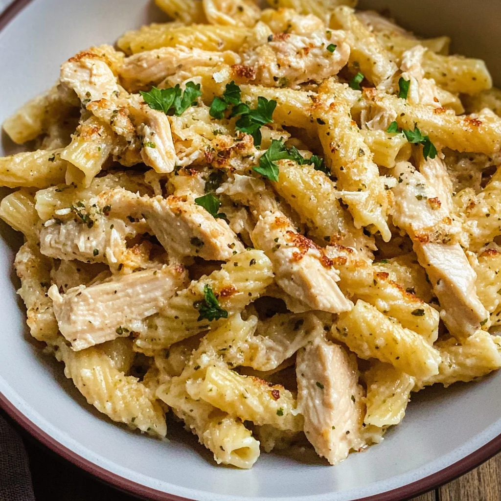 Crockpot Garlic Parmesan Chicken Pasta
