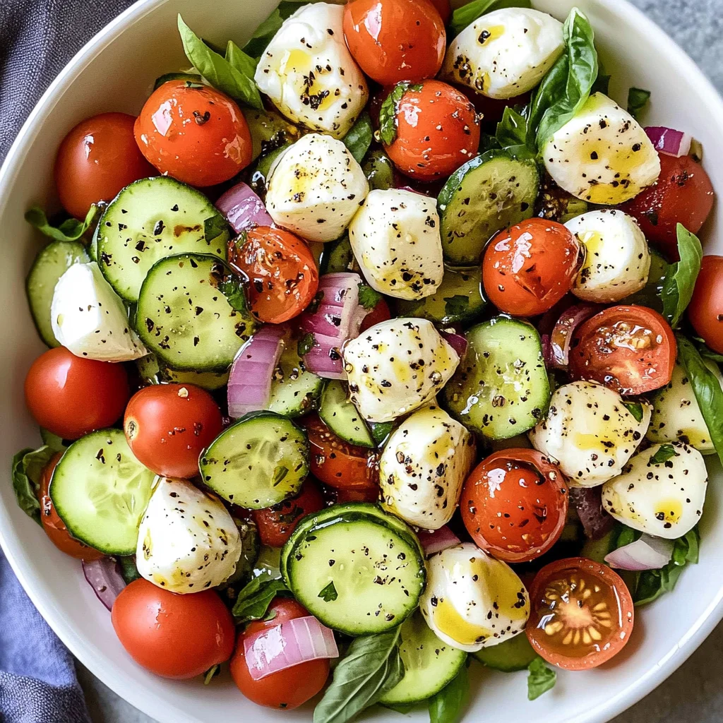 Fresh Cucumber Caprese Salad