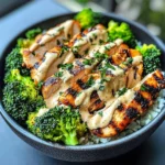 Grilled Chicken & Broccoli Bowls with Creamy Garlic Sauce Recipe