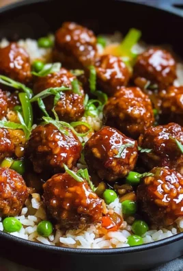 Honey Garlic Meatball Rice Bake