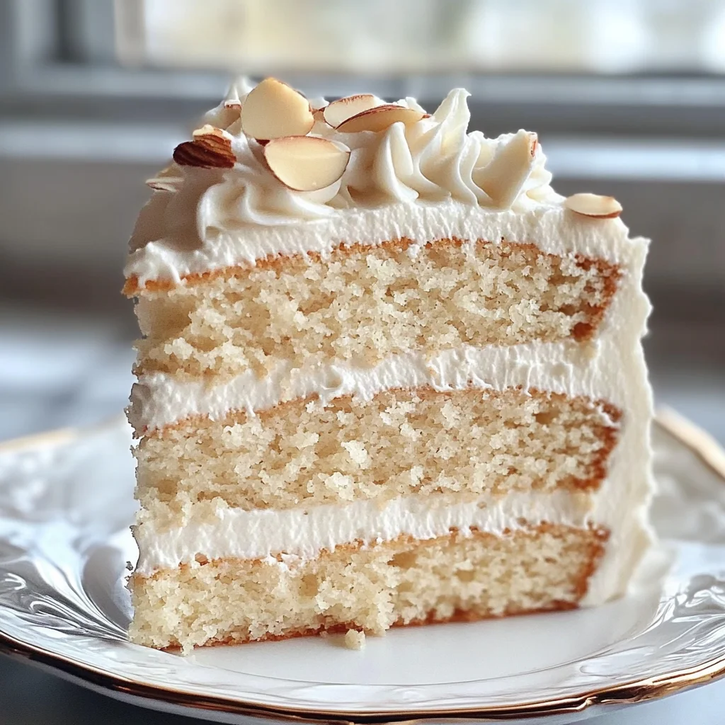 White Almond Cake with Whipped Buttercream Frosting