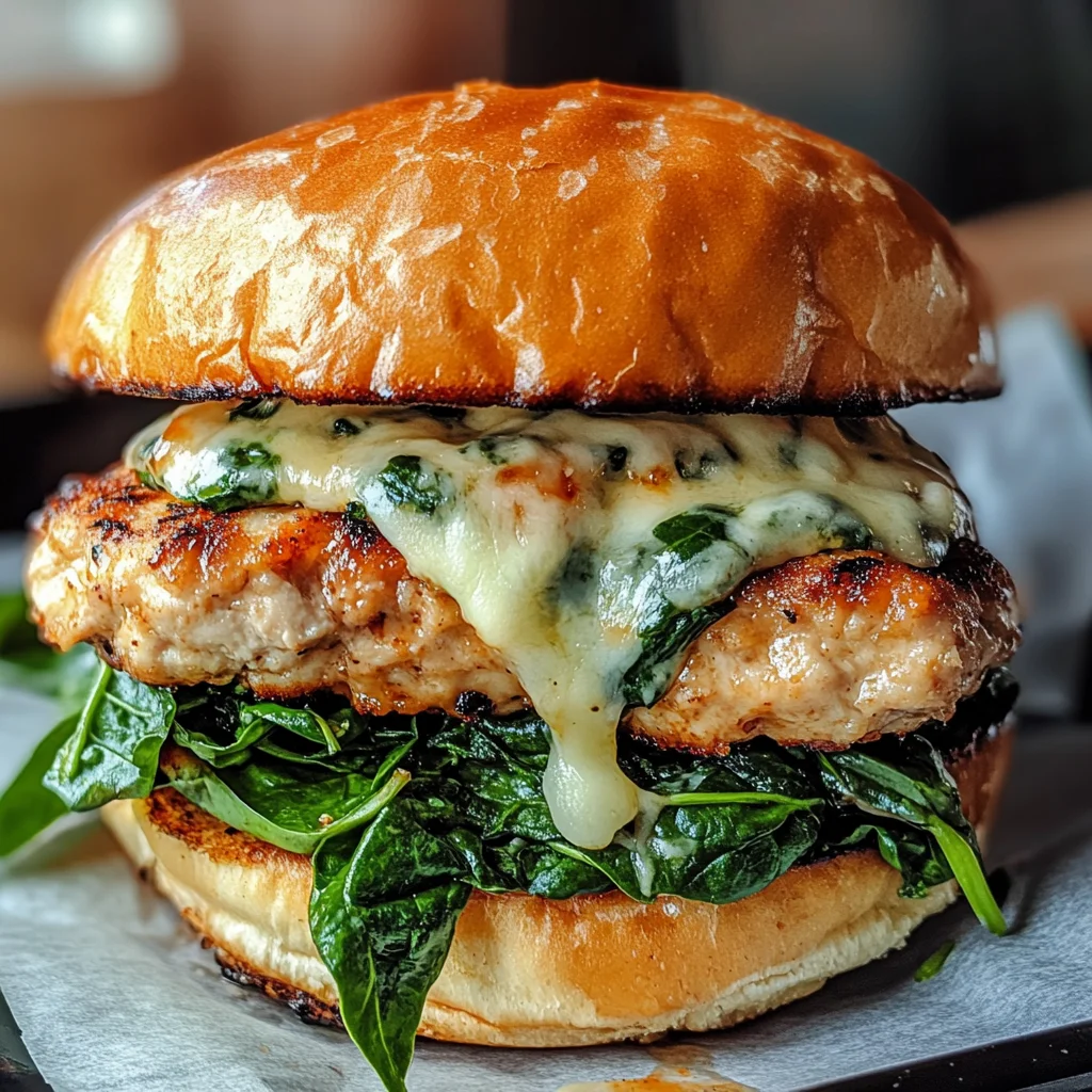White Cheddar and Spinach Chicken Burgers