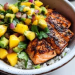 BBQ Salmon Bowls with Mango Avocado Salsa