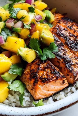 BBQ Salmon Bowls with Mango Avocado Salsa