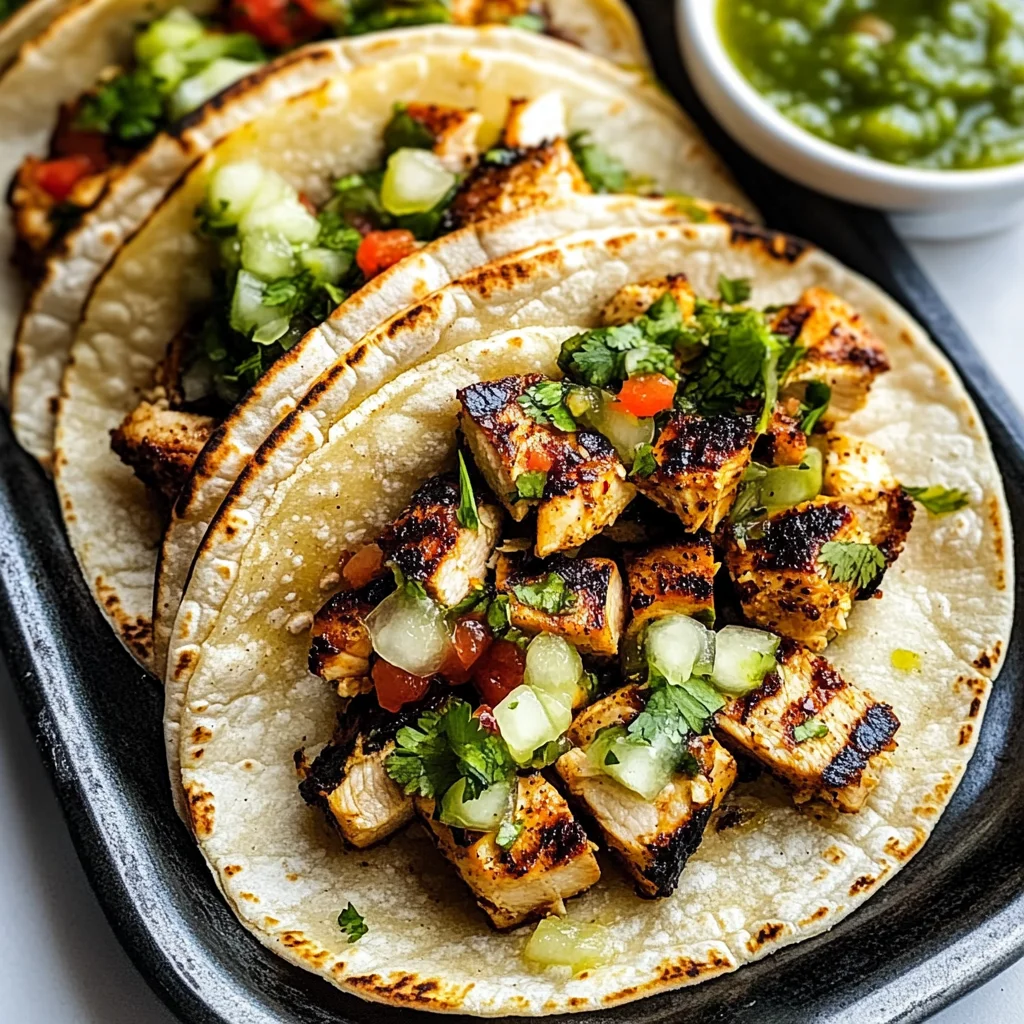 Charred Chile–Marinated Grilled Chicken Tacos