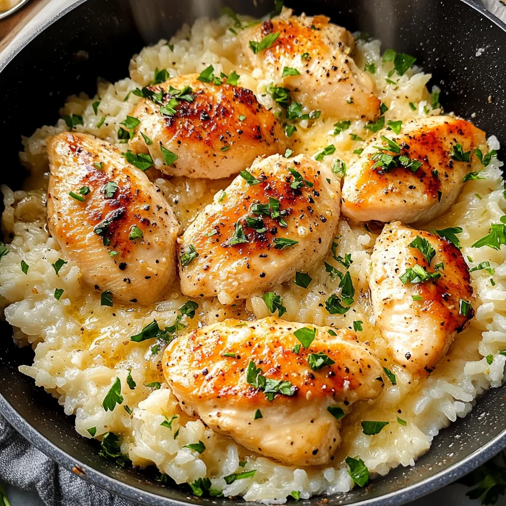 Chicken Scampi with Garlic Parmesan Rice