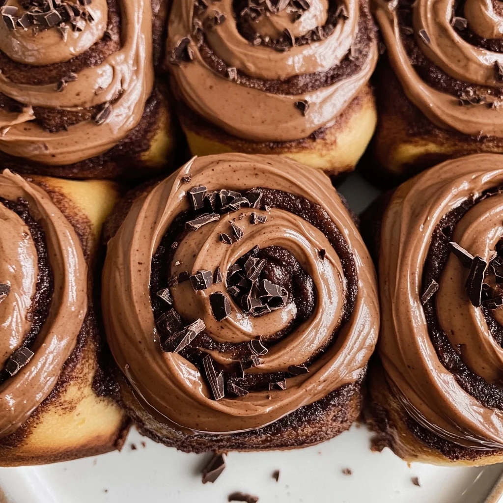 Chocolate cinnamon rolls with chocolate cream cheese frosting