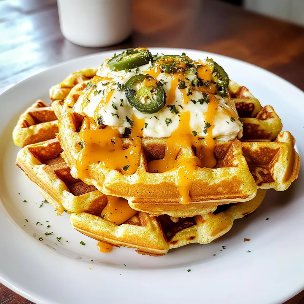 Cheddar Jalapeño Cornbread Waffles