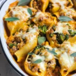 Cheesy Pumpkin and Spicy Sausage Stuffed Shells