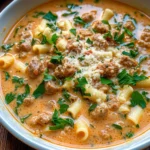 Creamy Parmesan Italian Sausage Ditalini Soup