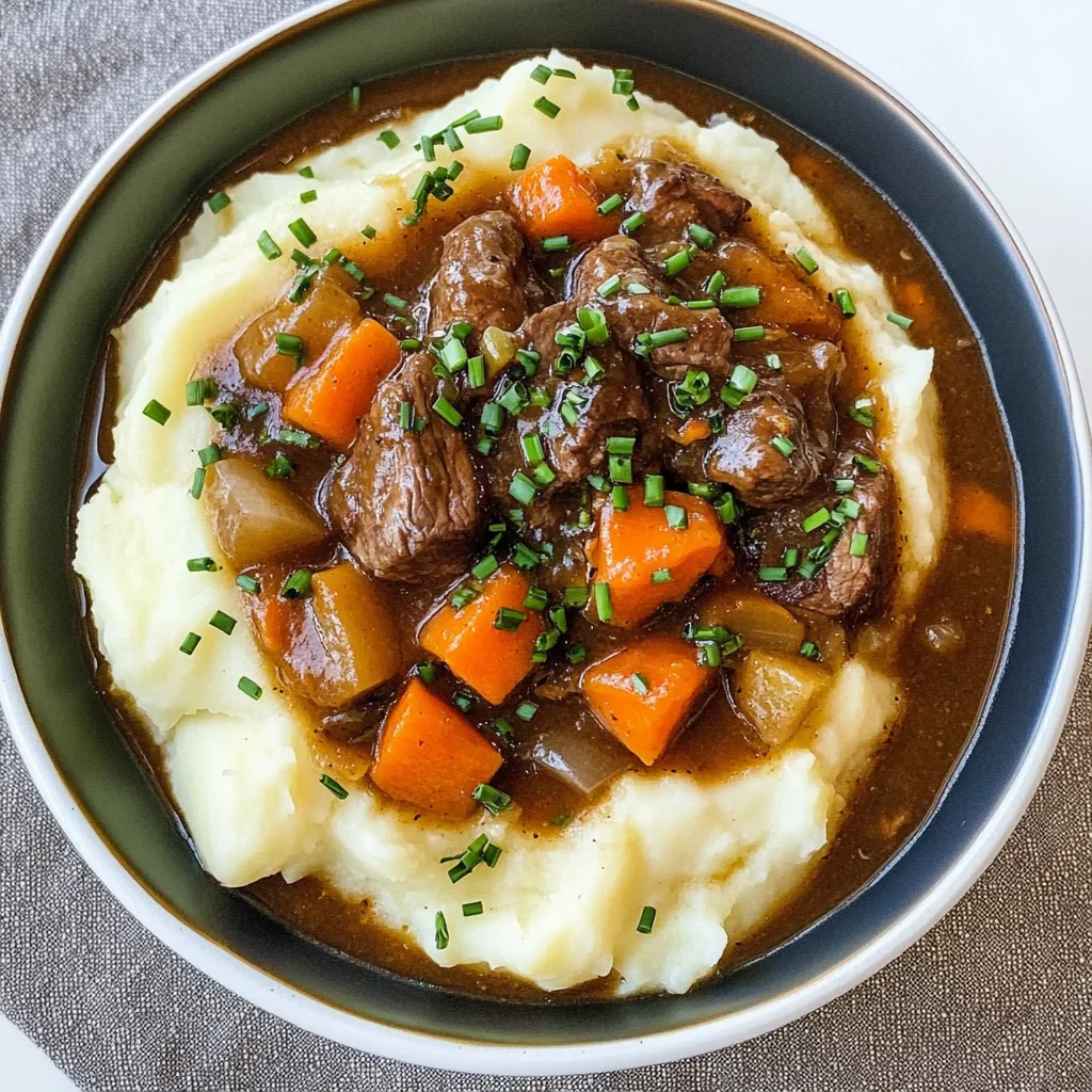 Fall Apple Cider Stew over Mashed Potatoes