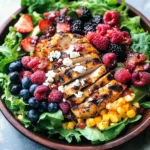Grilled Berry Feta Chicken Salad with a Sweet Chipotle Dressing