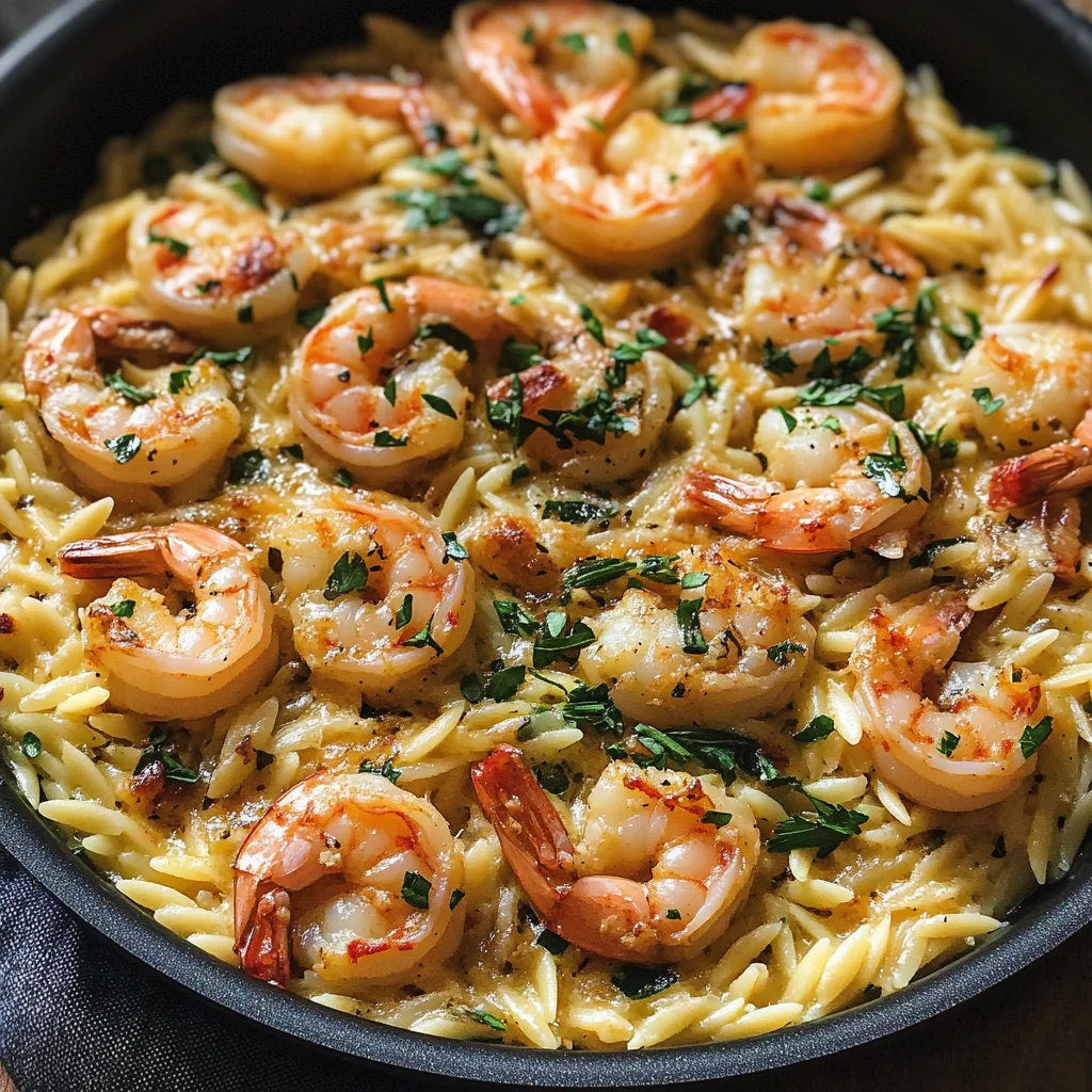 One Pan Parmesan Orzo with Shrimp