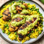 Peruvian Chicken and Rice with Green Sauce