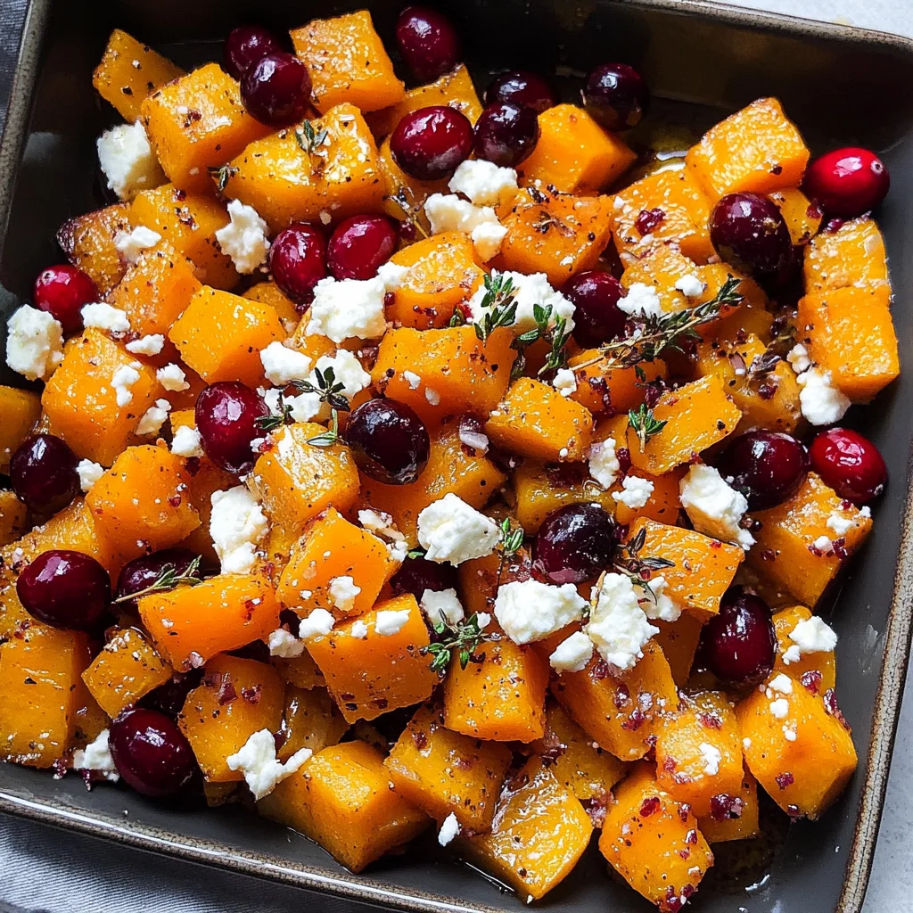 Roasted Butternut Squash with Cranberries and Feta Bliss