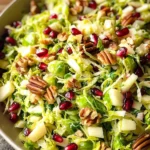 Shaved Brussels Sprout Salad with Pomegranate and Candied Pecans