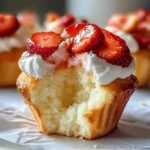 Bourbon Strawberry Angel Food Cupcakes