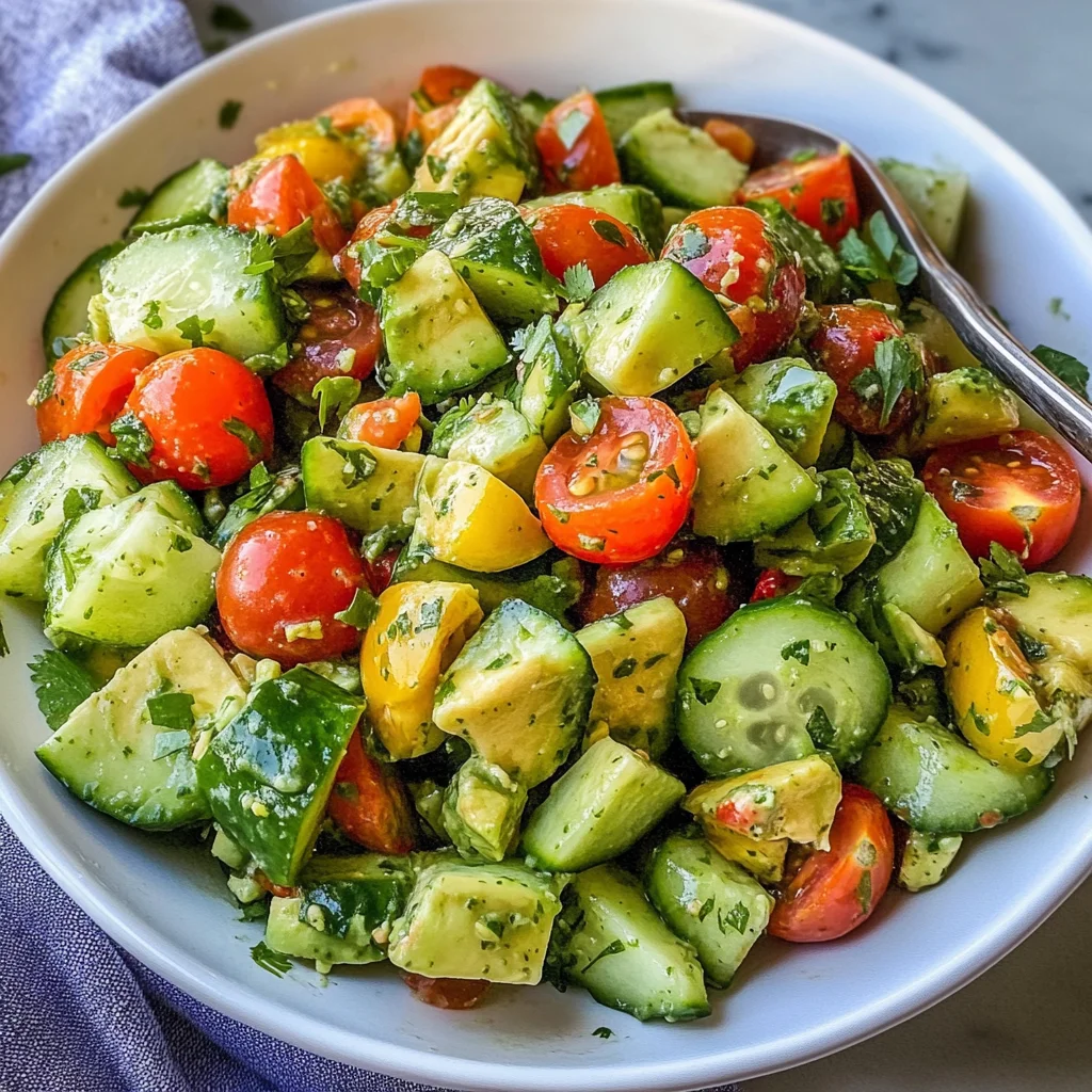 Cilantro Lime Avocado Cucumber Salad with Tomatoes