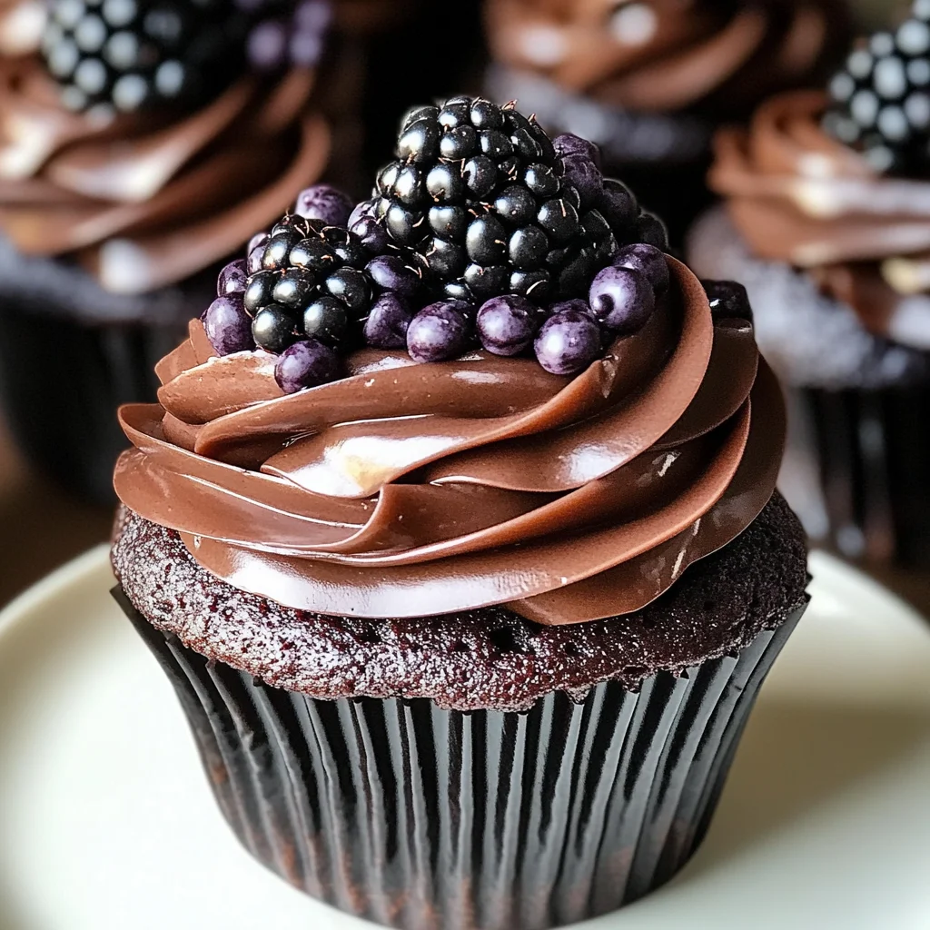 Decadent Dark Chocolate Blackberry Cupcakes