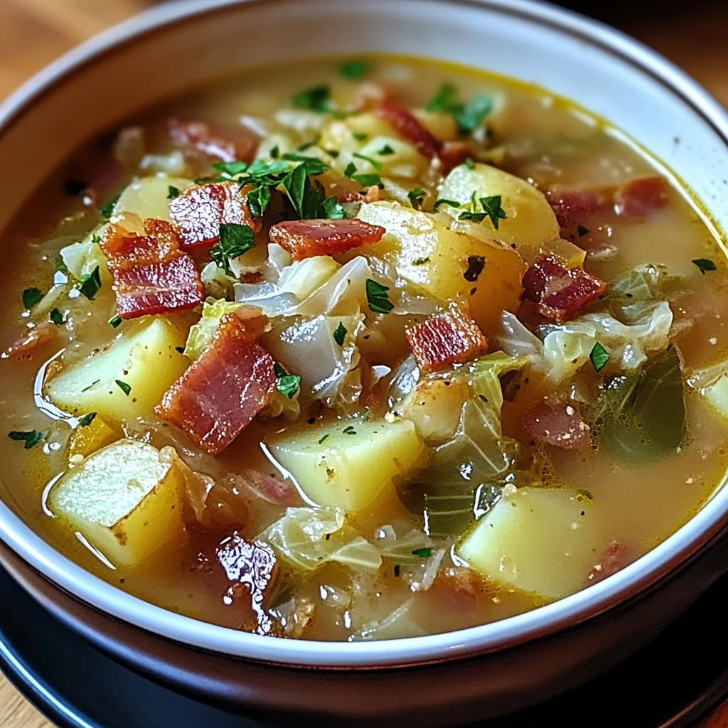 Irish-Style Turkey Bacon, Cabbage, and Potato Soup