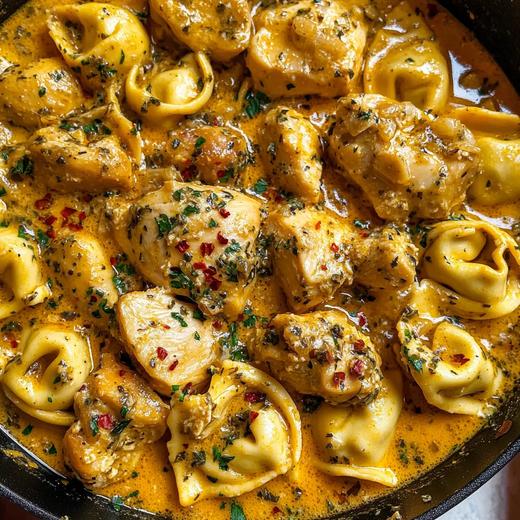 One-Pot Spicy Garlic Butter Chicken Tortellini