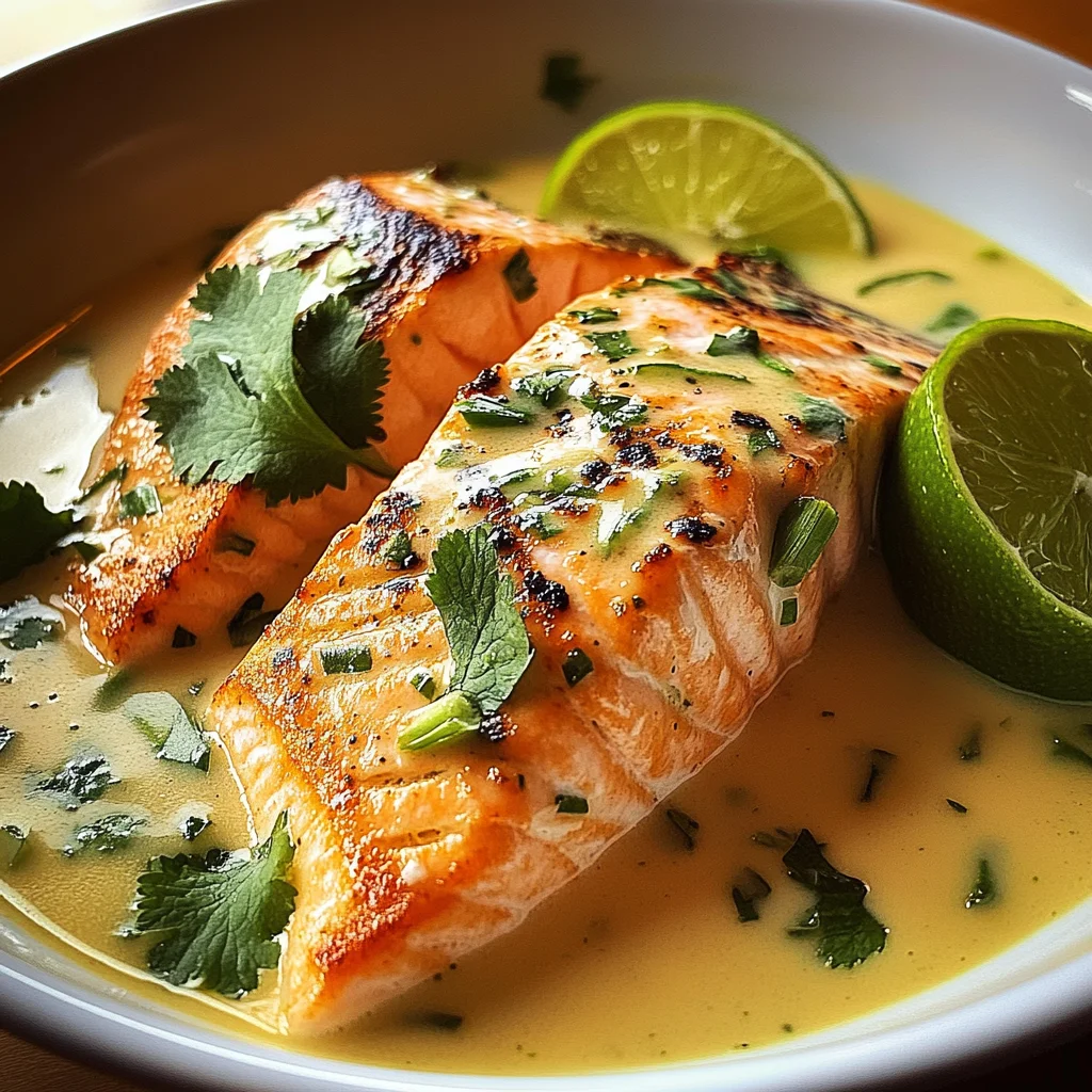 Poached Salmon in Coconut Lime Sauce