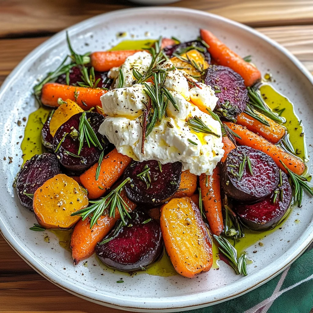 Roasted Beets and Carrots Salad with Burrata