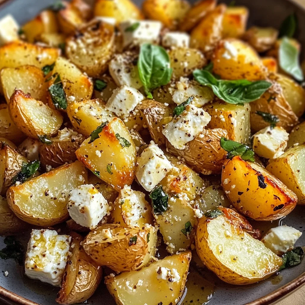 Roasted Potatoes with Baked Feta and Garlic