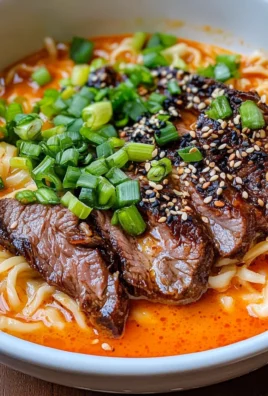 Spicy Korean Ramen with Grilled Beef & Creamy Sauce