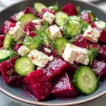 Vibrant Beet Feta Salad with Cucumber and Dill - homefoodkitchen
