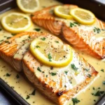 Baked Salmon with Lemon Butter Cream Sauce