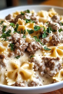 Beef and Bowtie Pasta with Alfredo Sauce