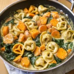 Creamy Skillet Tortellini with Sweet Potato and Spinach