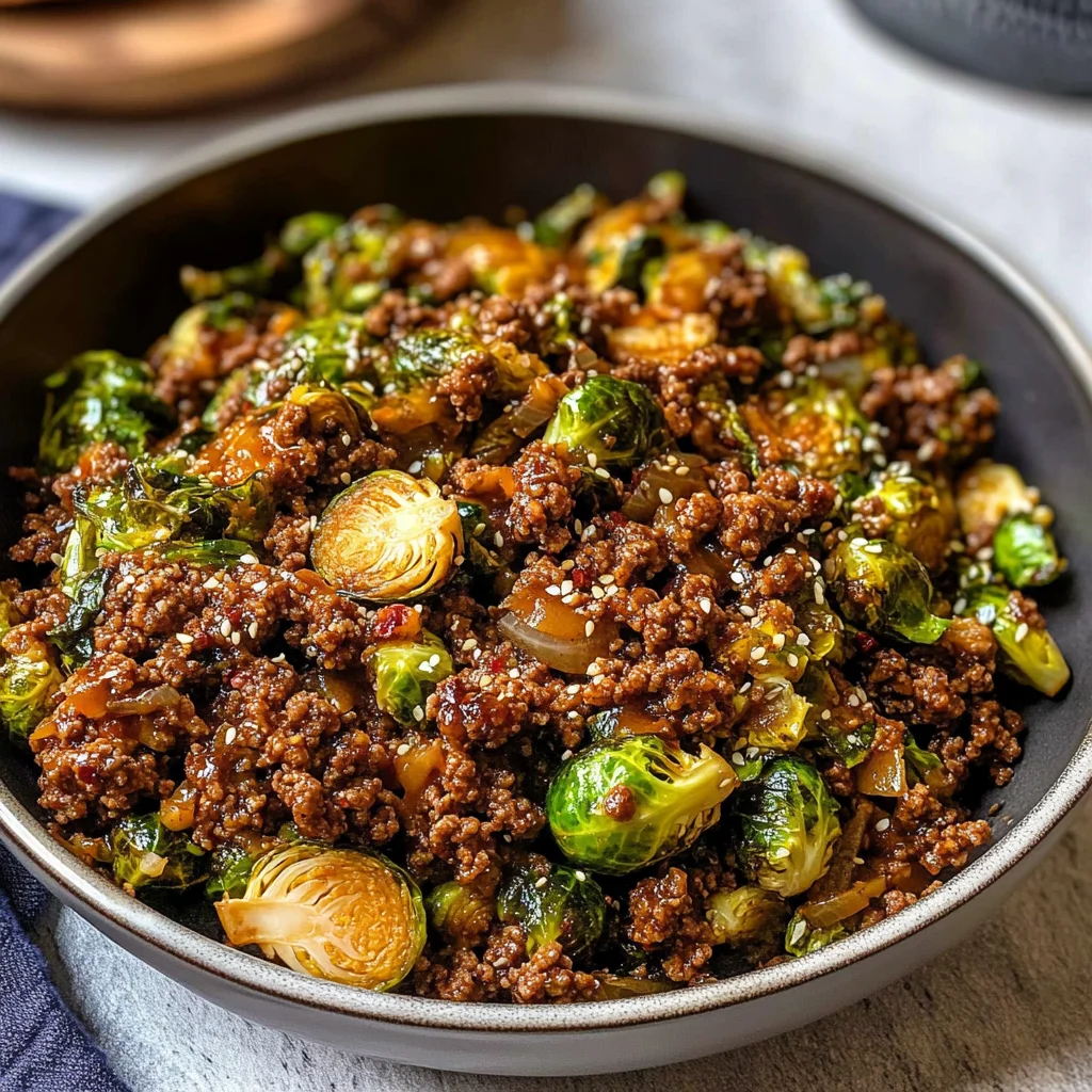 Ground Beef and Brussels Sprouts