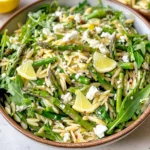 Lemon Orzo Salad w/ Asparagus, Arugula, & Feta